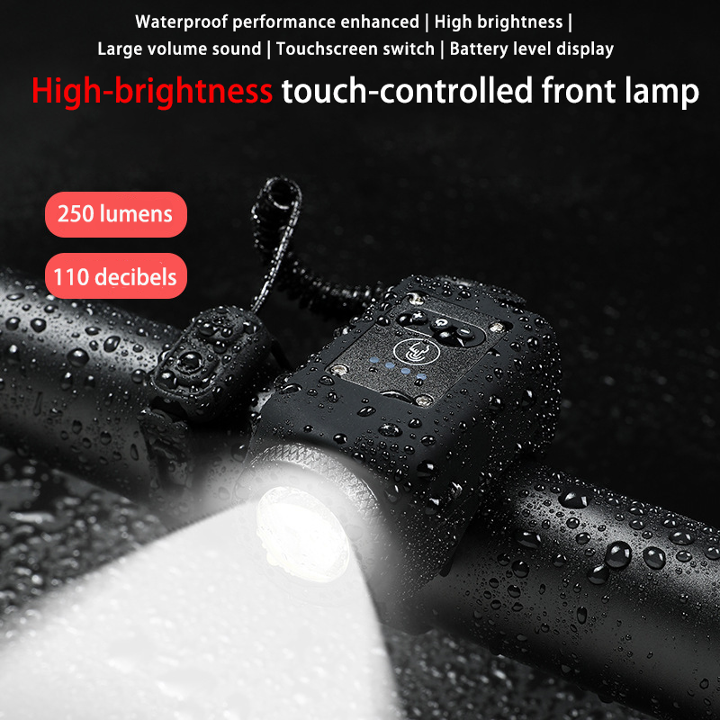 Phare de vélo LED portable super lumineux, étanche IPX5, rechargeable, 6 modes, klaxon électronique puissant pour la conduite nocturne