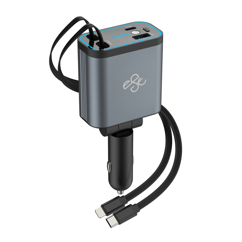 📣🔥Chargeur de voiture ultra-rapide avec câbles rétractables et ambiance lumineuse étoilée😃