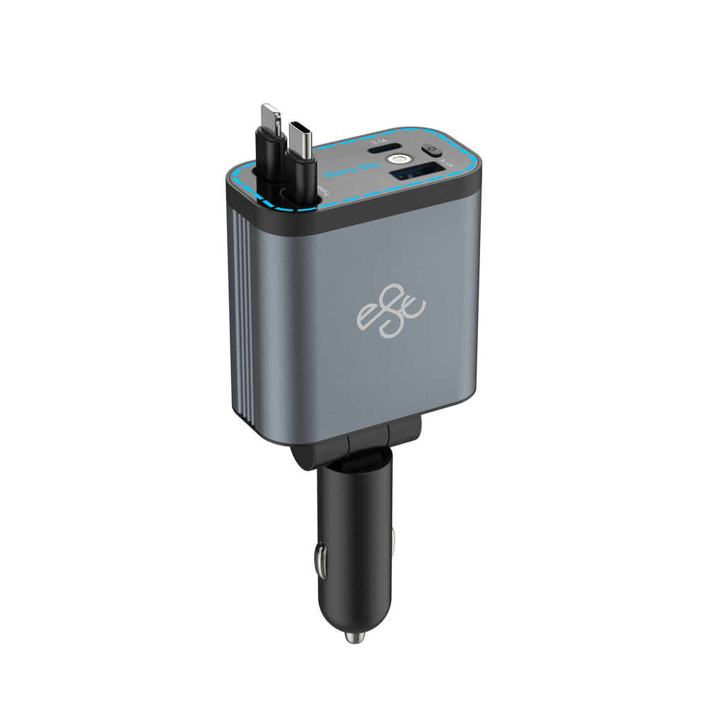 📣🔥Chargeur de voiture ultra-rapide avec câbles rétractables et ambiance lumineuse étoilée😃