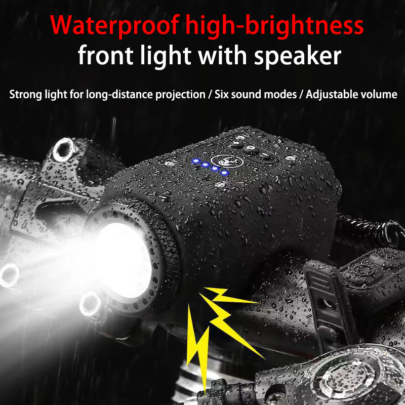 Phare de vélo LED portable super lumineux, étanche IPX5, rechargeable, 6 modes, klaxon électronique puissant pour la conduite nocturne